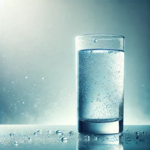 A glass of cold water with condensation, symbolizing the refreshing boost it gives to metabolism.