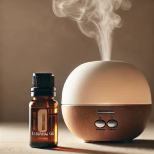 A small bottle of essential oil with a diffuser, symbolizing alternative remedies with limited evidence.