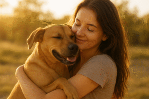 Dog and owner sharing a warm moment, highlighting their deep emotional bond